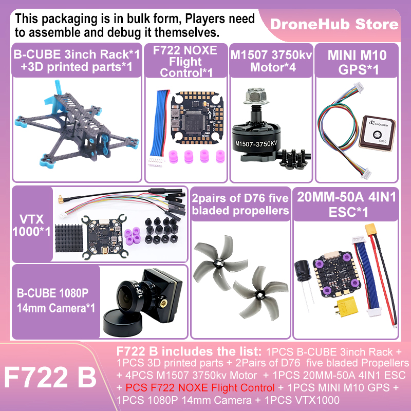 B-CUBE 3inch FPV Drone Frame K - Drone Kit Octocopter ulasan dan harga