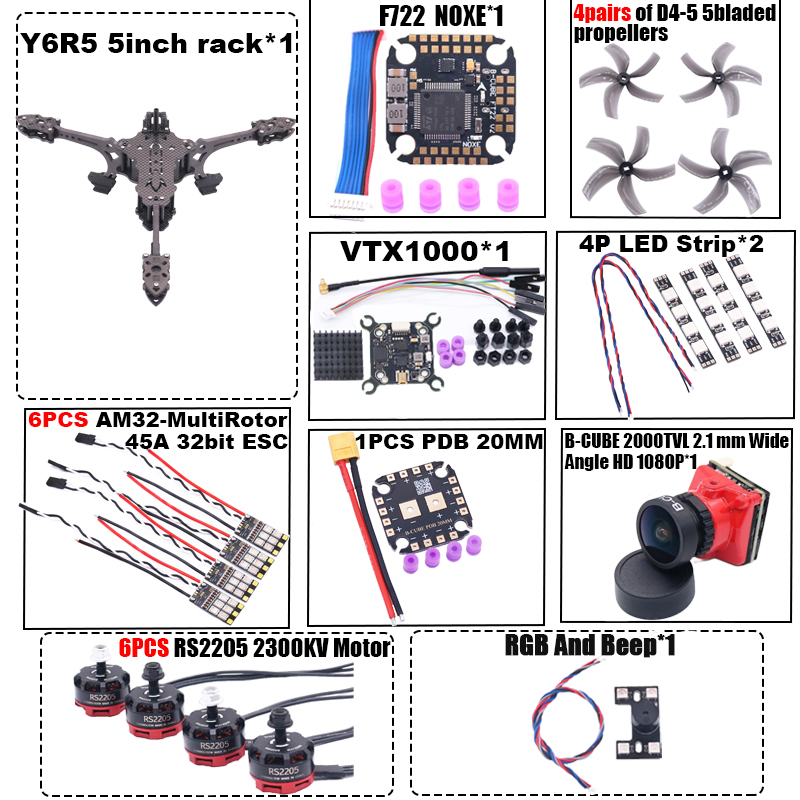B-CUBE Y6R5 5inch FPV Drone Fr - Drone Kit Octocopter ulasan dan harga